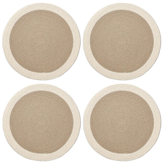 Table Mats – Ribbed Cotton Heat-Resistant – 32 cm Round Set of 4
