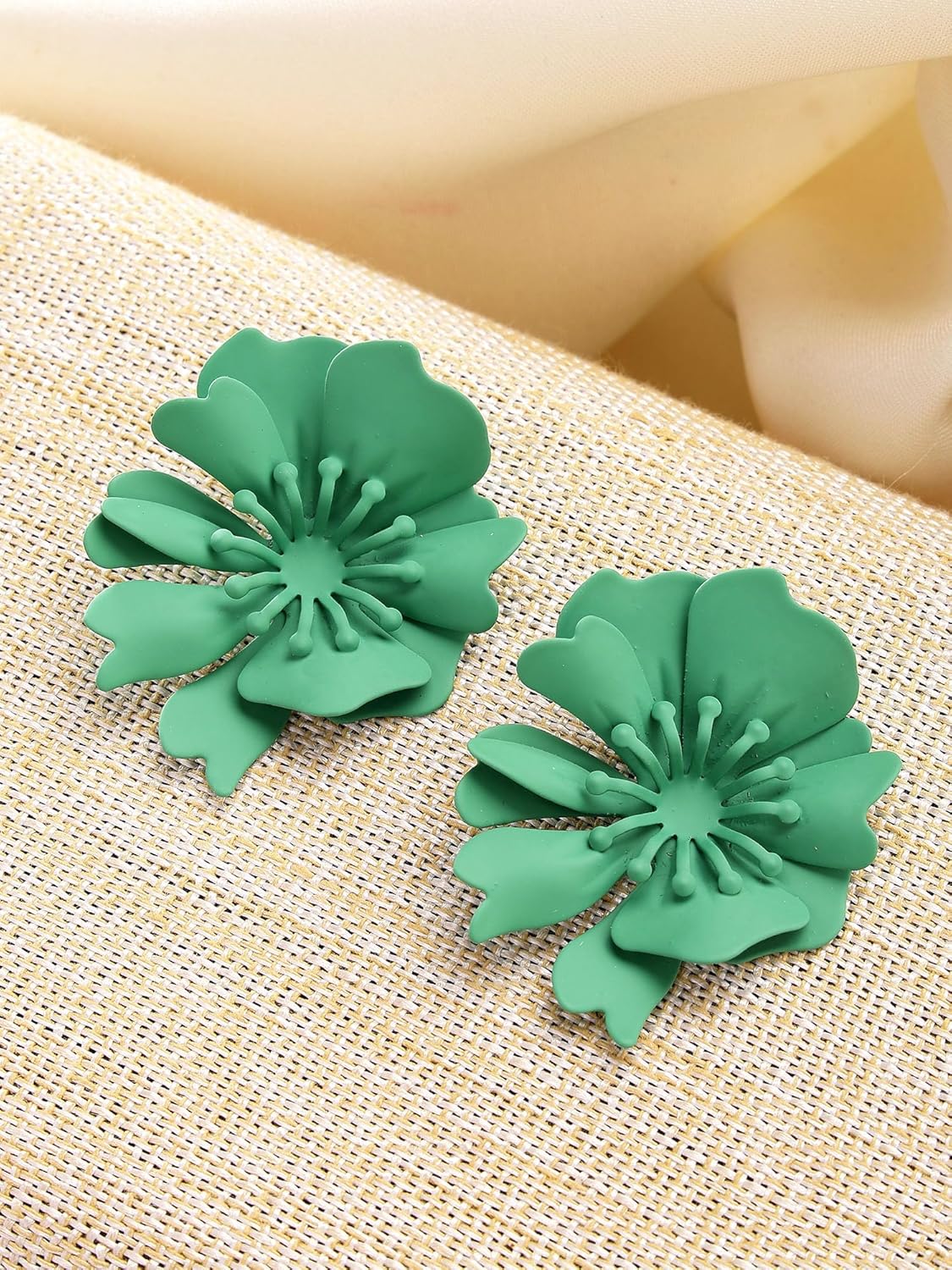 Green Floral Stud Earrings – Fashion Jewellery – Detailed Floral Design