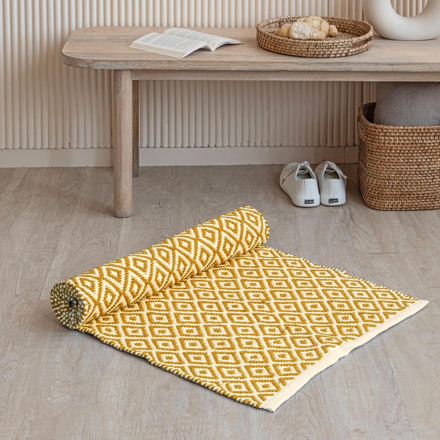Cotton Floor Runner – Diamond Pit Loom – 2x6 ft Boho Design