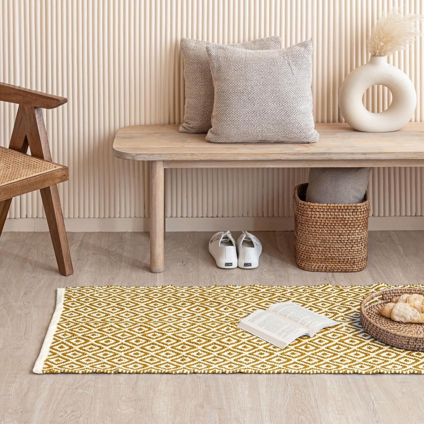 Cotton Floor Runner – Diamond Pit Loom – 2x6 ft Boho Design