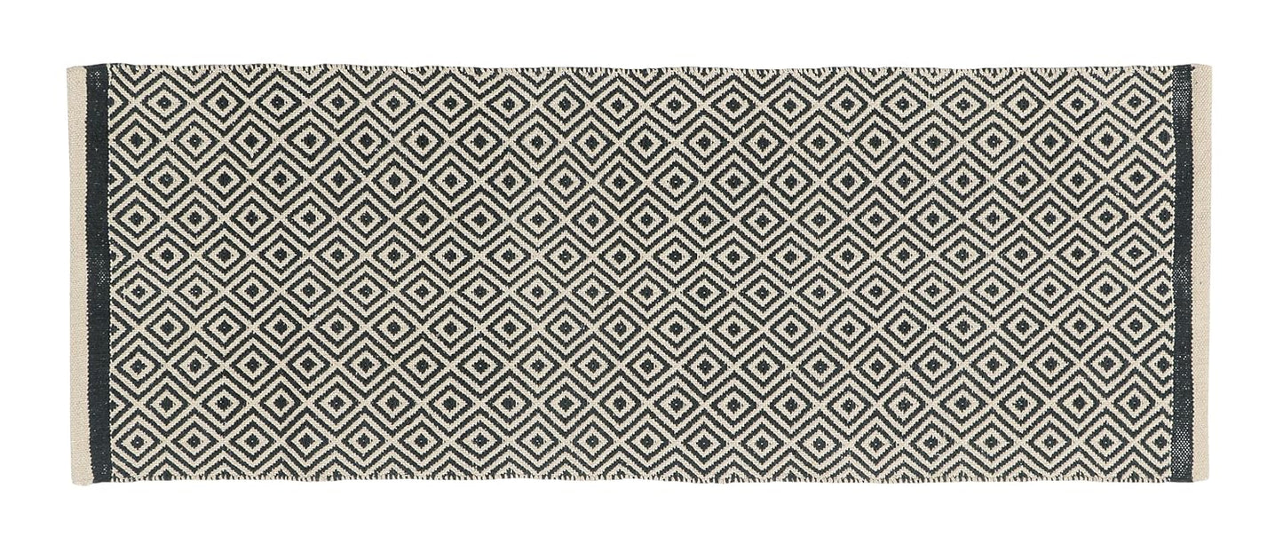 Natural Cotton Rug Runner – Hand Woven Diamond Design – 2x5 ft (60x152 cm)