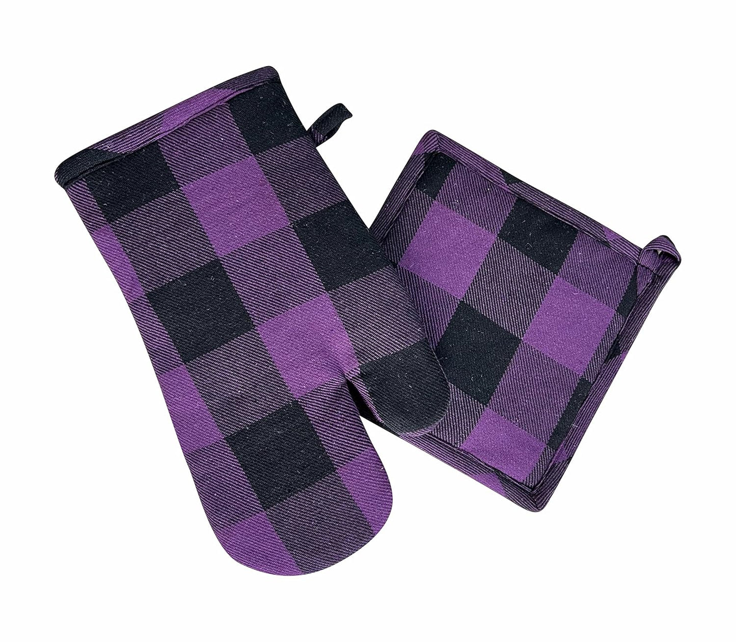 Heat Resistant Oven Glove & Pot Holder Set – Kitchen Textile – Thick Padded Microfiber – 18x30 cm