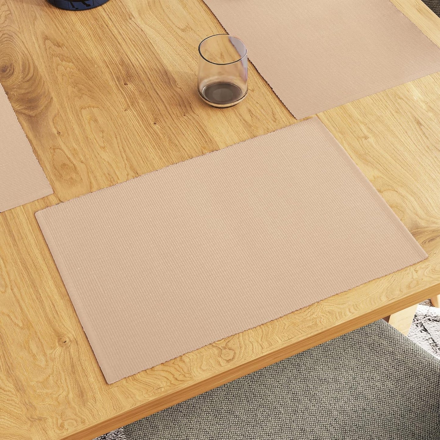 Dining Table Mats – Heat-Resistant Ribbed Cotton – Set of 6 (48x32 cm)