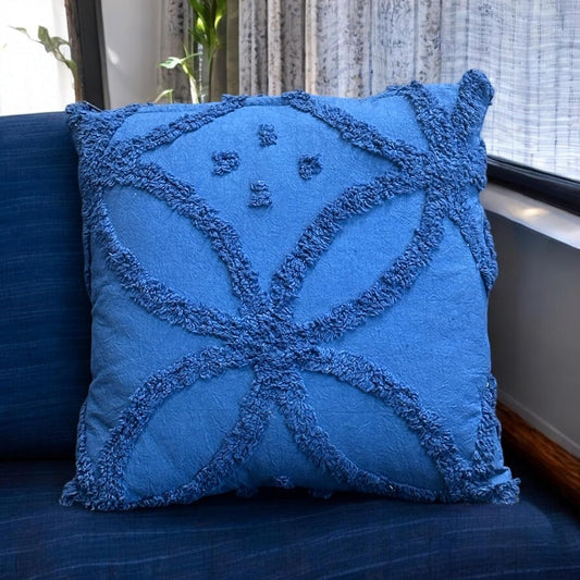 Tufted Cushion Cover – Bohemian Sunflower Style – 16x16 inch, Pack of 2