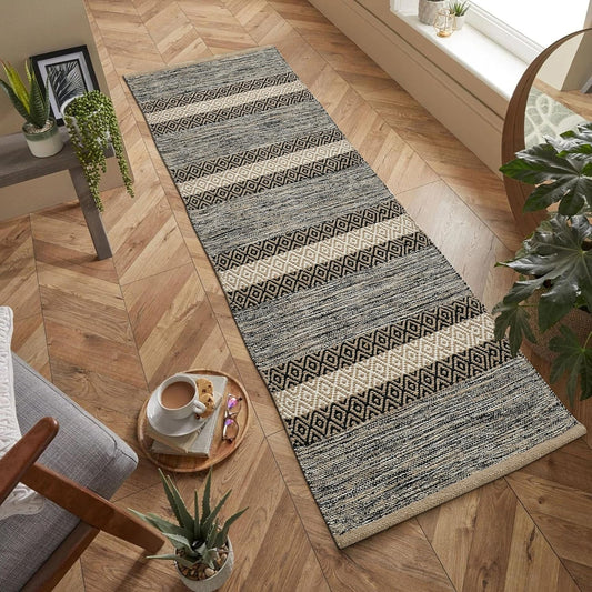 Hand Woven Cotton Rug Runner – Natural Cotton – 2x5 ft (60x152 cm)