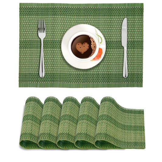 Placemats – Reversible Bamboo Dining Mats – Set of 6, 45x30 cm