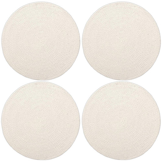 Dining Placemats – Cotton Ribbed – 32cm Diameter, Set of 4