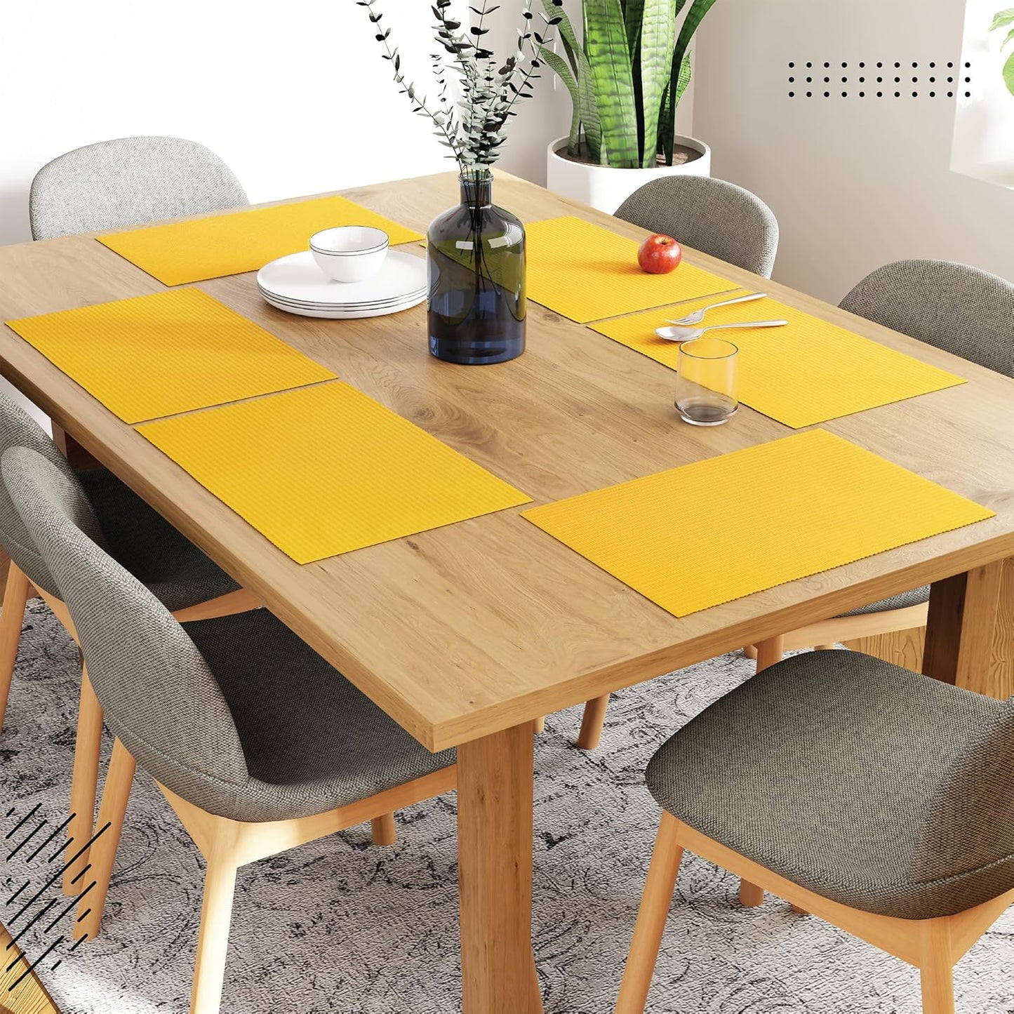 Dining Table Mats – Ribbed Cotton – Set of 6 (48x32 cm)