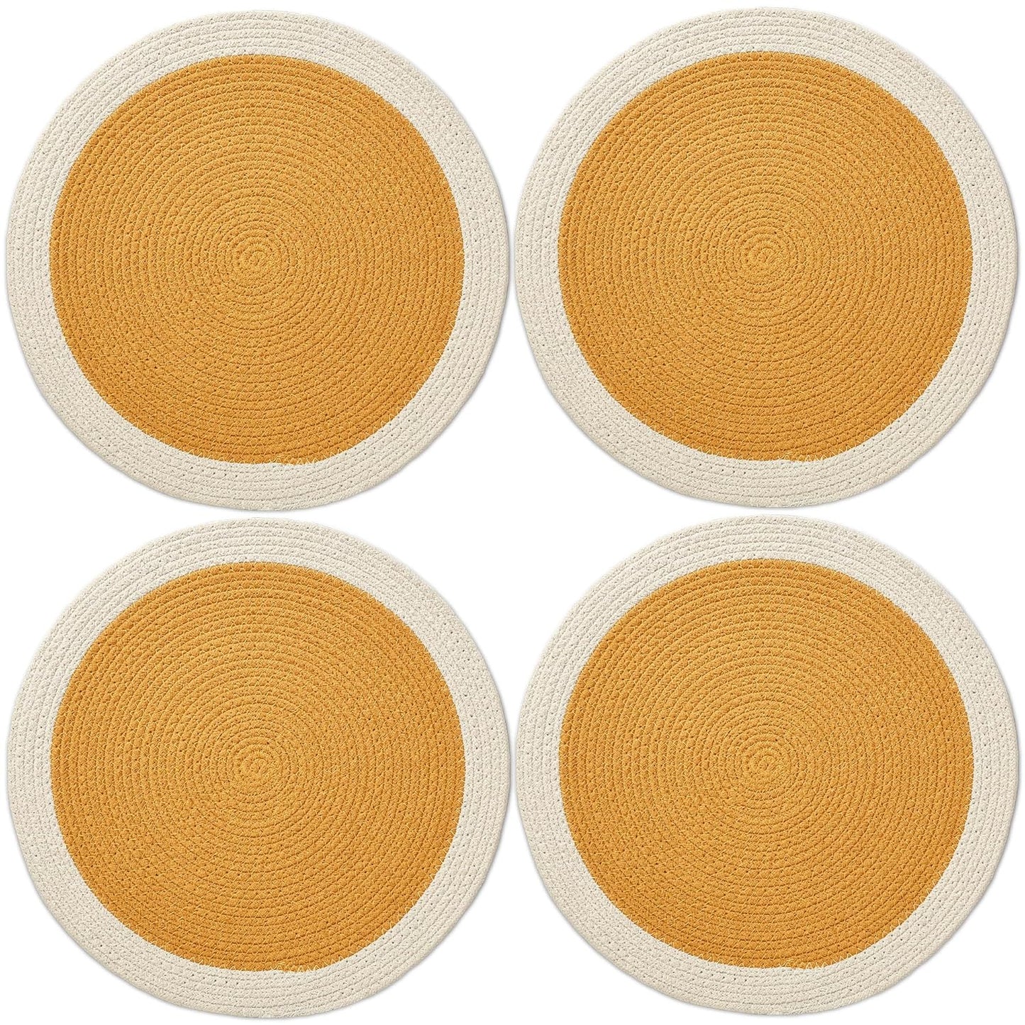 Dining Table Mats – Ribbed Cotton, Heat-Resistant – 32cm Round, Set of 4