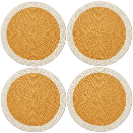 Dining Table Mats – Ribbed Cotton, Heat-Resistant – 32cm Round, Set of 4
