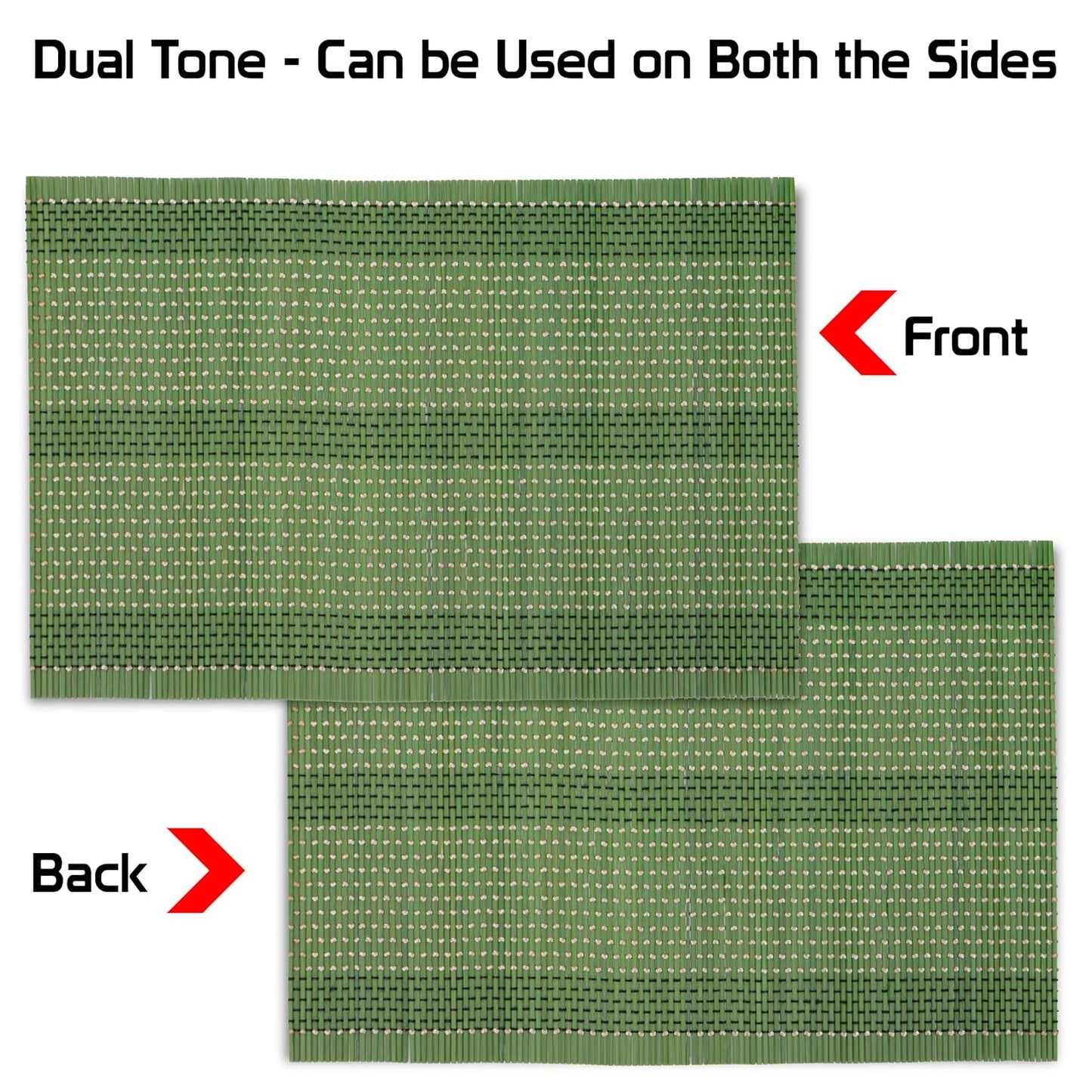 Placemats – Reversible Bamboo Dining Mats – Set of 6, 45x30 cm