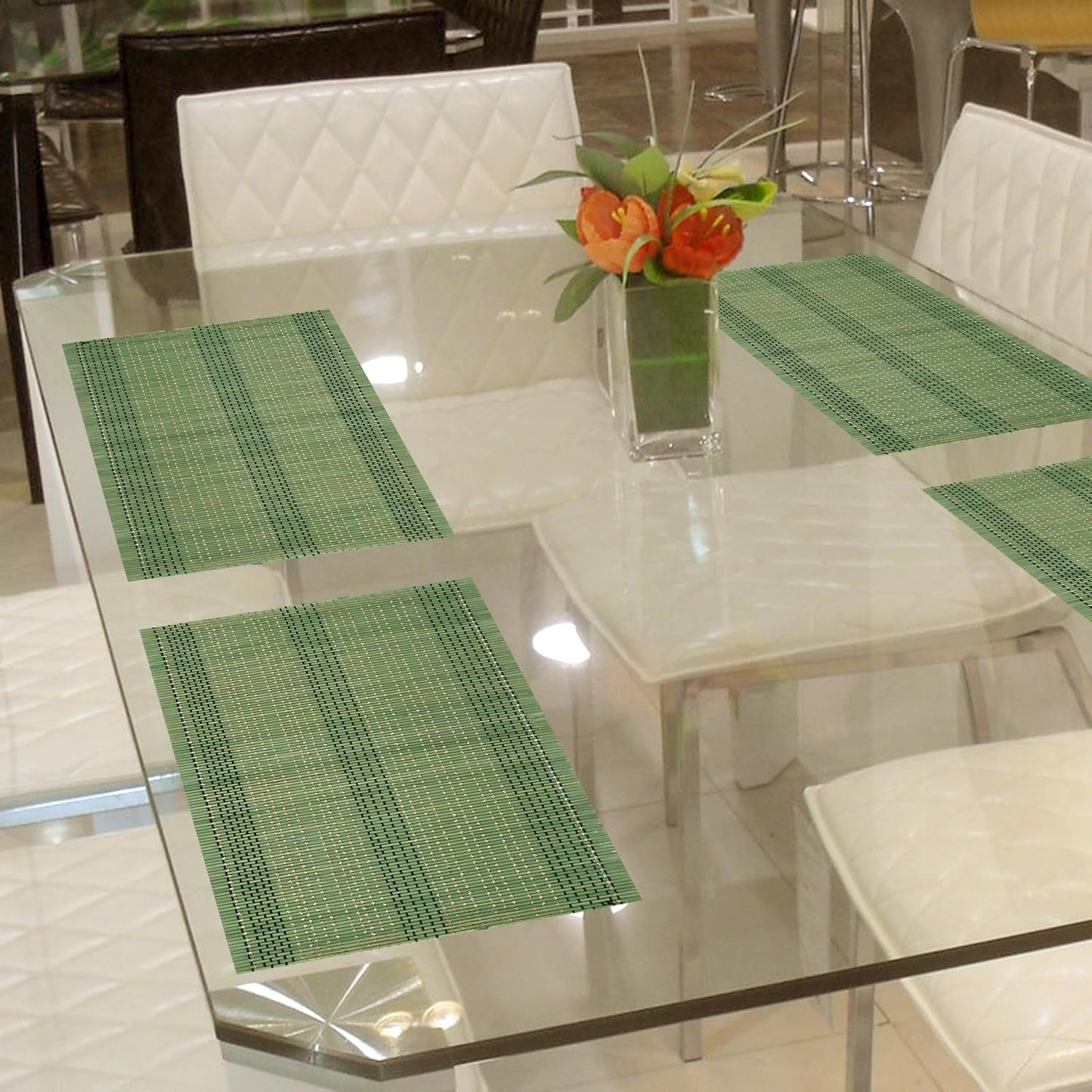 Placemats – Reversible Bamboo Dining Mats – Set of 6, 45x30 cm