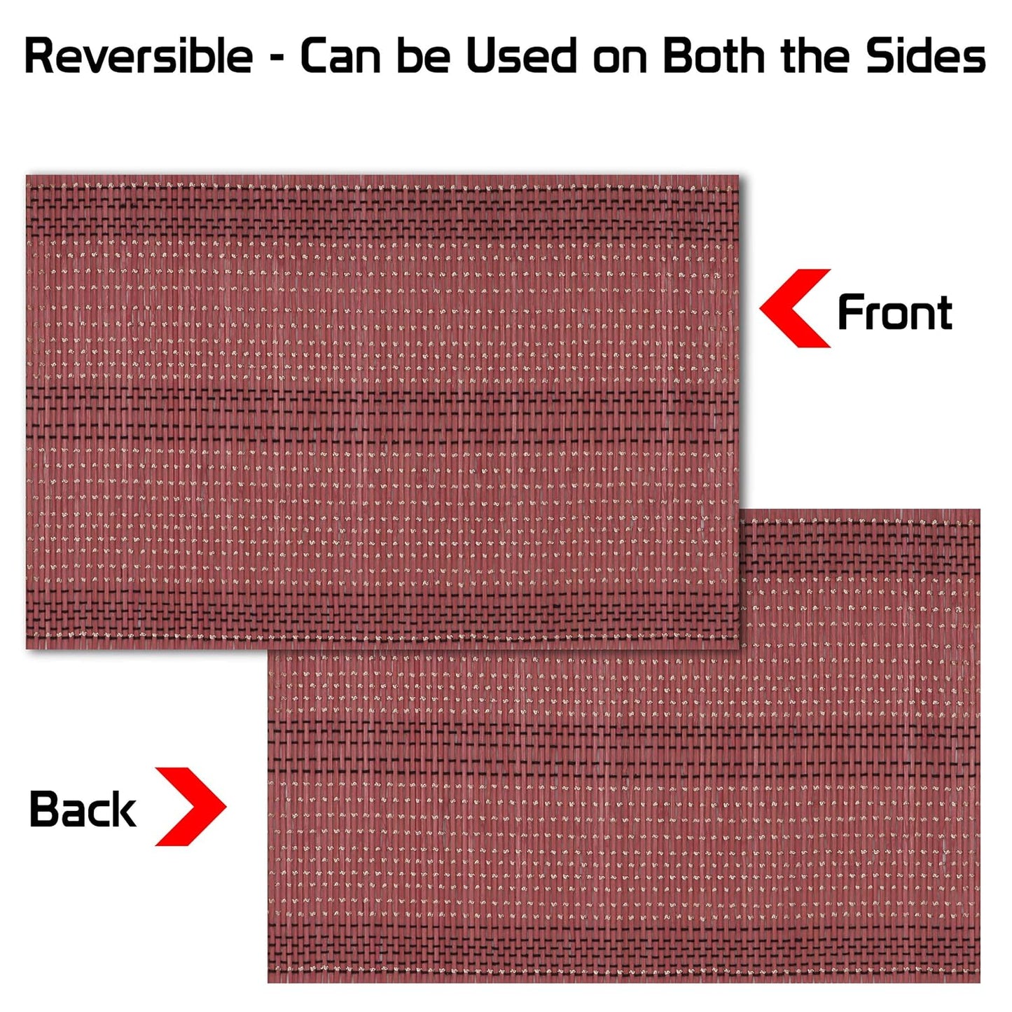Dining Table Placemats – Heat Resistant Bamboo – 45x30 cm, Set of 6