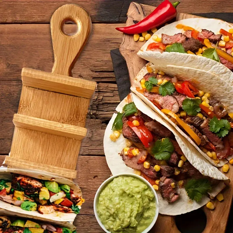 Wooden Taco Holder Rack – Holds 7 Tacos, Bamboo Stand for Parties & Restaurants
