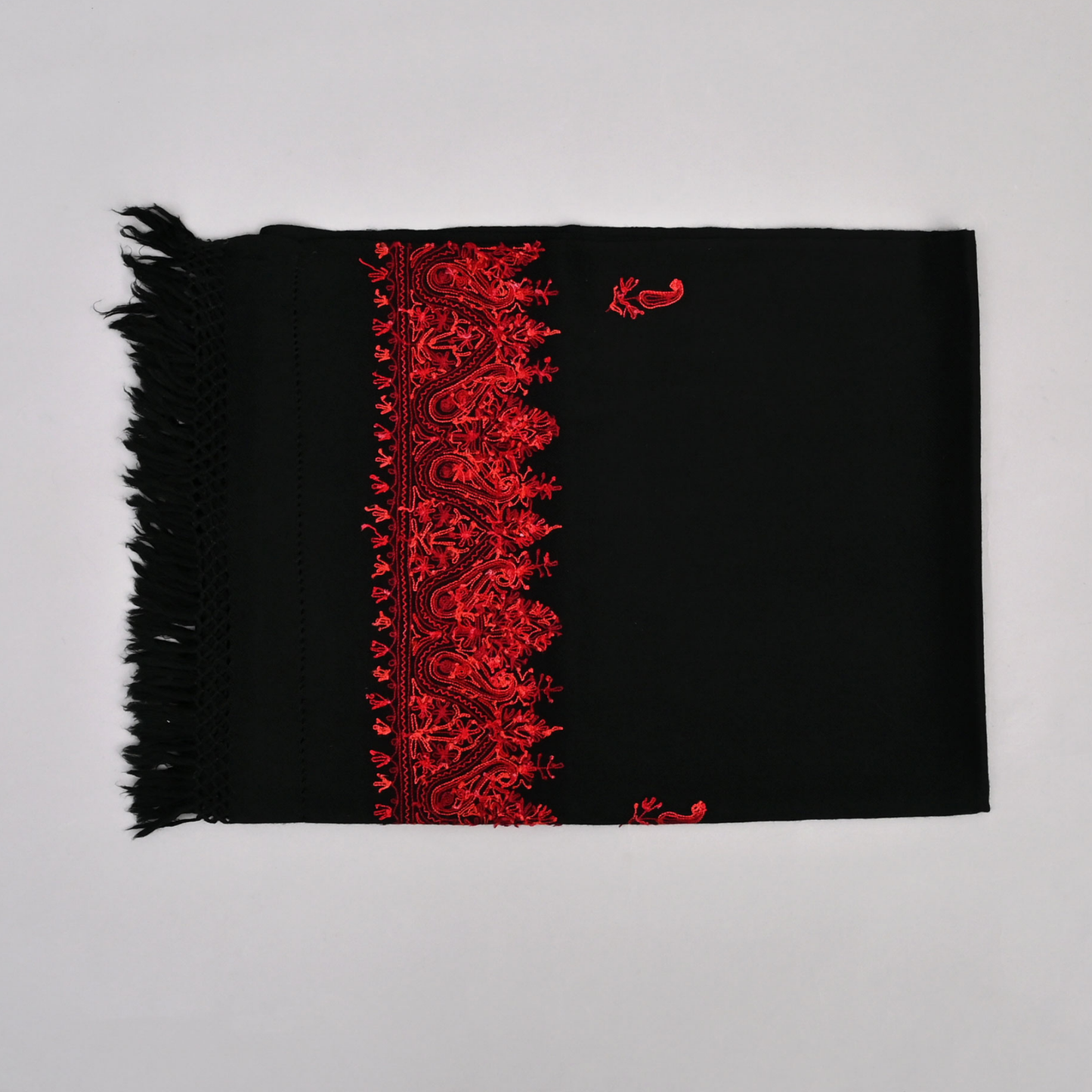 Scarf | Fine Wool Aari Paisley Floral | Ebony