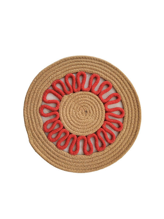 Textured Dining Table Mats – Table Linens – Cotton – Round – 2-Piece Pack