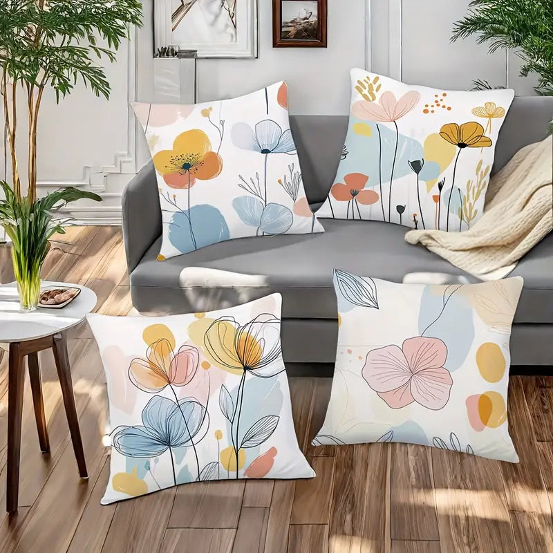 Printed Pillow Covers 4-Pack - Soft Decorative Throw Pillowcases