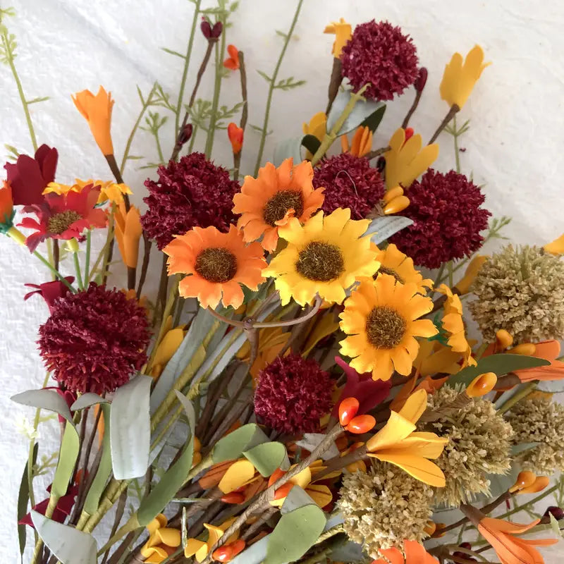 Artificial Autumn Flowers 6-Pack: White Hydrangea, Daisy, DIY Decor