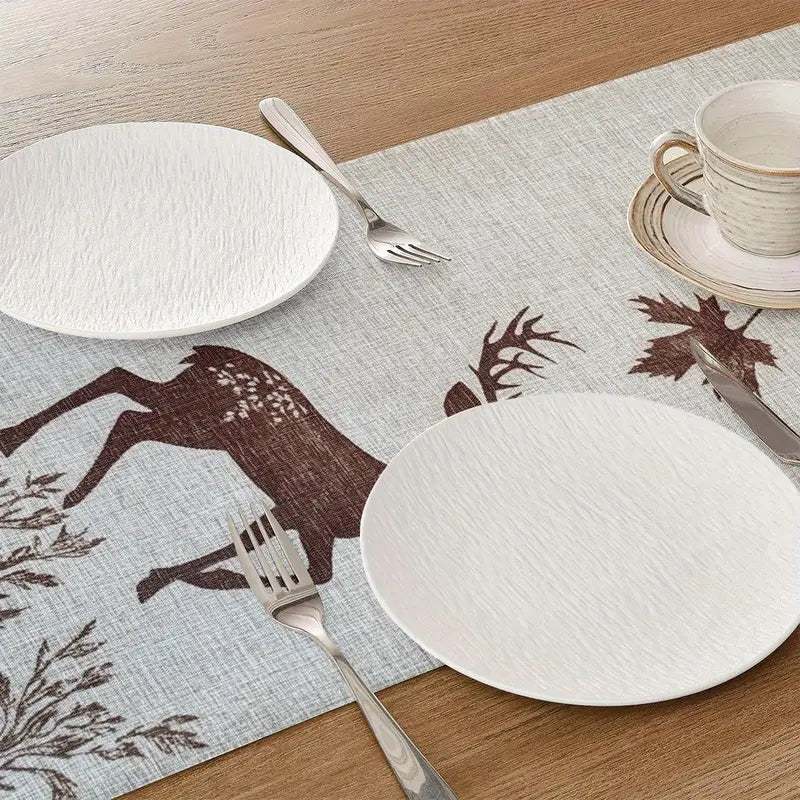 Beige Foliage Tablecloth - Modern Rustic Kitchen Dining Decor