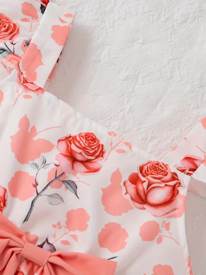 Floral Bowknot Camisole & Shorts Set | 2-Piece Baby Girl Outfit with Headband