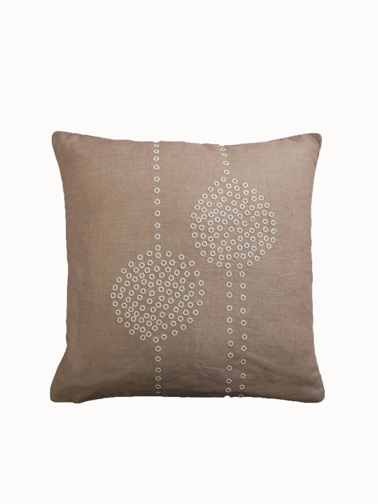 Set of 2 - Grey Cotton Embroidered Accent Pillow Covers – Home Textile Linens – 45x45cm
