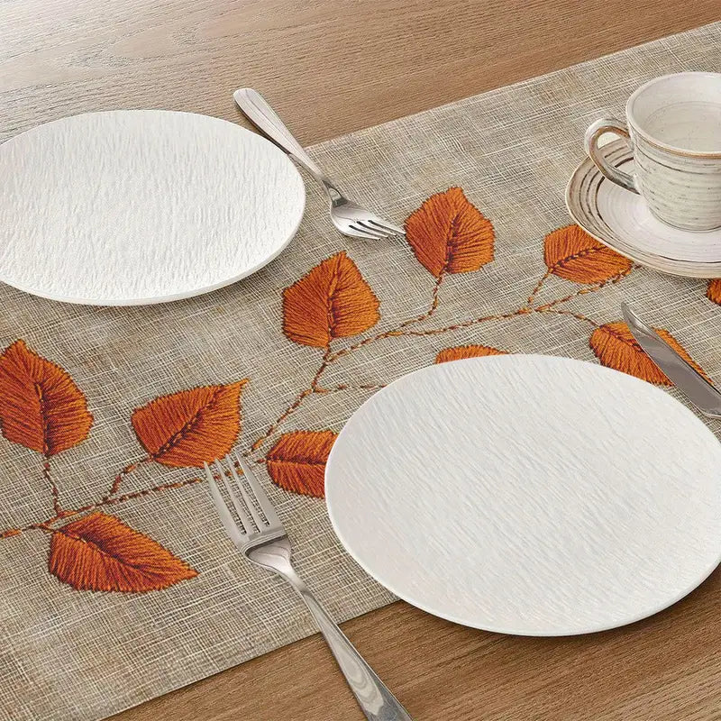 3D Leaf Table Runner - Warm Season Polyester Table Decor