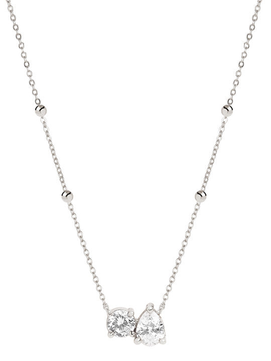 Crystal Embellished Necklace – Fashion Accessory – Silver-Plated Brass – Single Unit