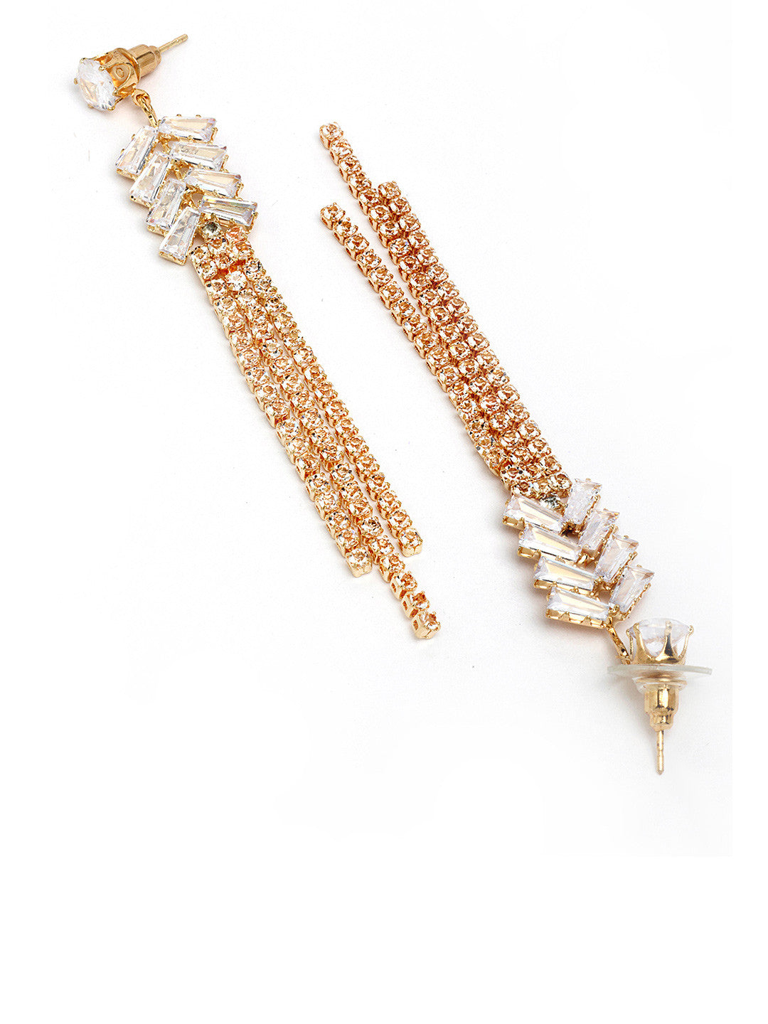 Contemporary Drop Earrings – Fashion Jewellery – Gold-Plated CZ – 2cm