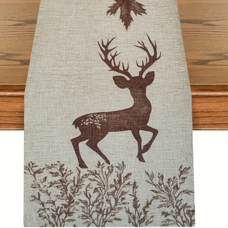 Beige Foliage Tablecloth - Modern Rustic Kitchen Dining Decor