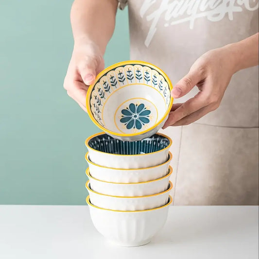 6-Piece Ceramic Bowl Set - 4/5 Inch, 10oz - Ramen, Salad, Rice Bowls