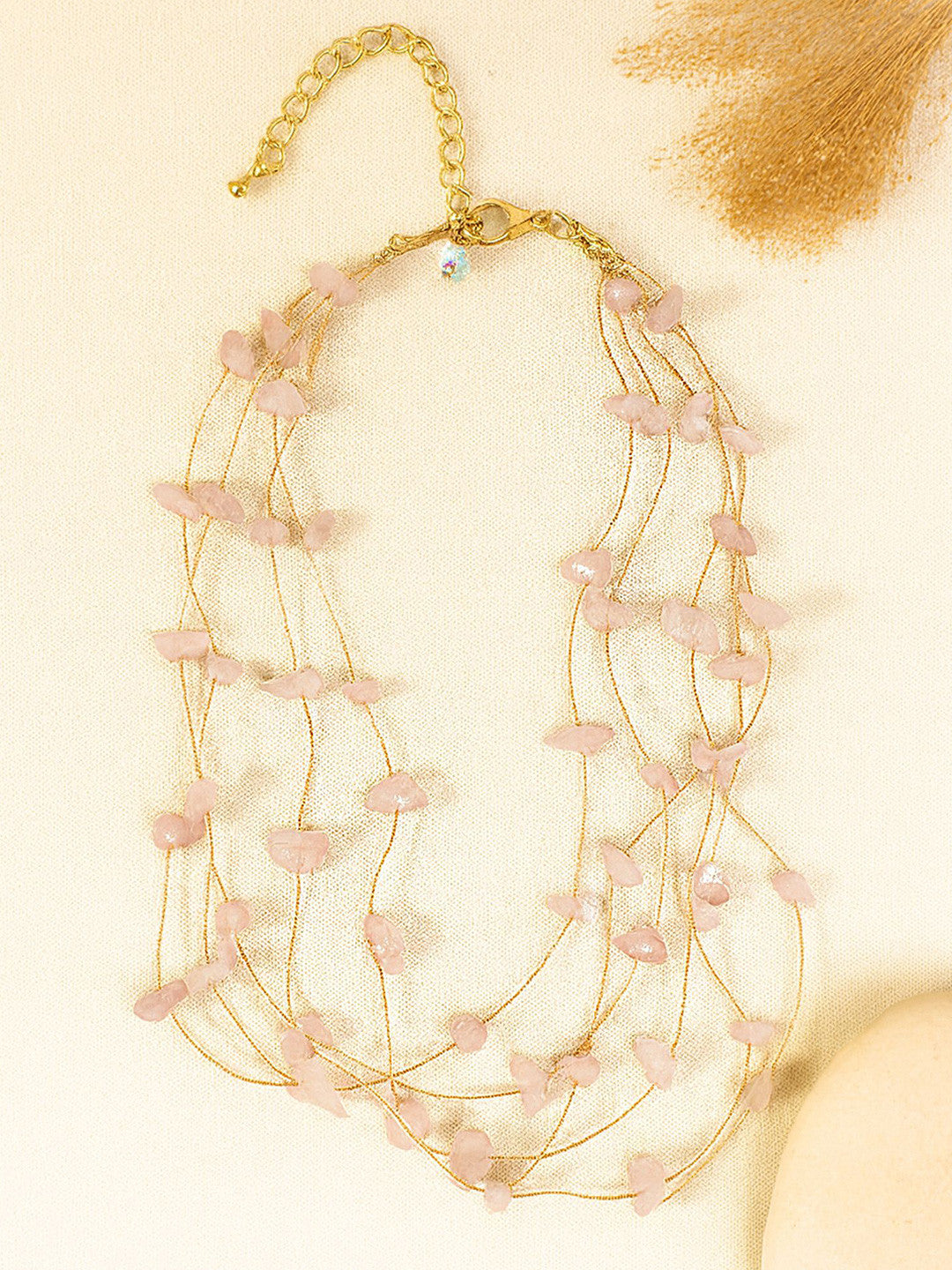 Gold-Plated Layered Pearl Necklace – Beaded Fashion Jewellery – Alloy & Pearl – 40cm Length