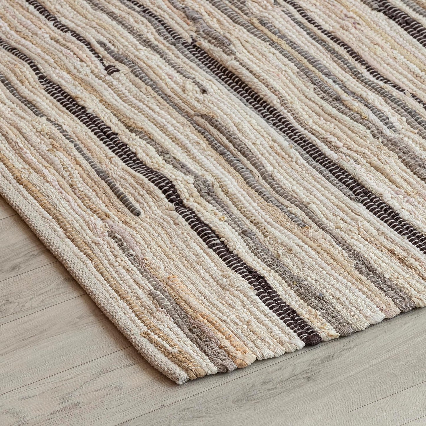 Chindi Area Rug – Recycled Cotton Blend – Reversible Striped – 20x32 Inch