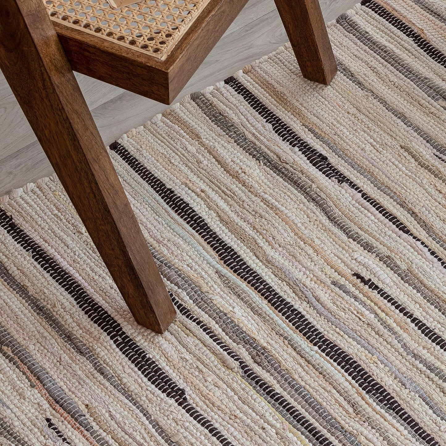 Chindi Area Rug – Recycled Cotton Blend – Reversible Striped – 20x32 Inch