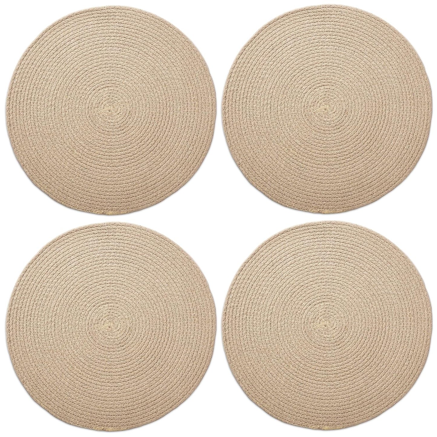 Round Table Mats – Cotton Ribbed Style, Heat-Resistant – 32 cm Diameter, Set of 4