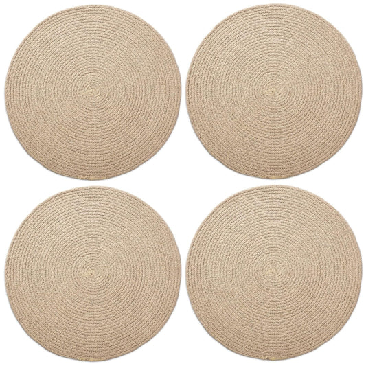 Round Table Mats – Cotton Ribbed Style, Heat-Resistant – 32 cm Diameter, Set of 4