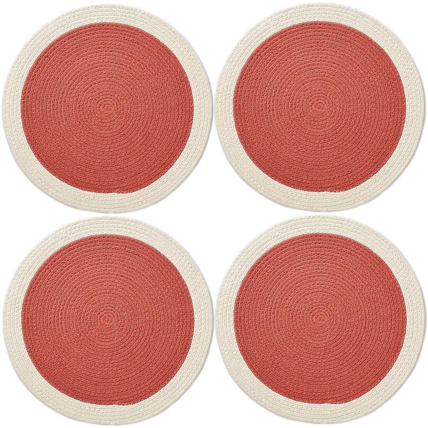 Dining Placemats – Cotton Ribbed Heat-Resistant – 32cm Round Set of 4