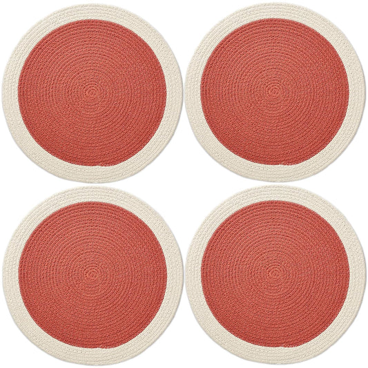 Dining Placemats – Cotton Ribbed Heat-Resistant – 32cm Round Set of 4