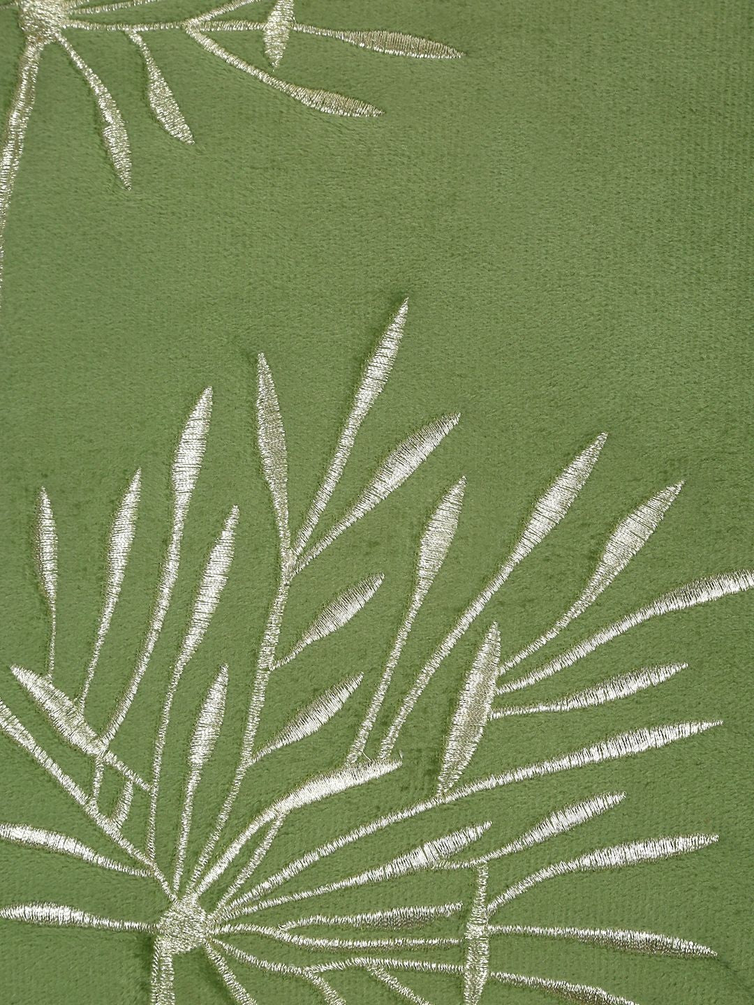 Set of 3 - Olive Green Embroidered Velvet Square Cushion Covers – Durable Upholstery