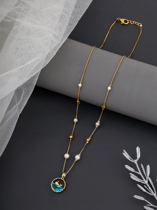 Brass Gold-Plated Necklace – Women's Jewellery – Gold-Plated Brass – Crystal Embellished