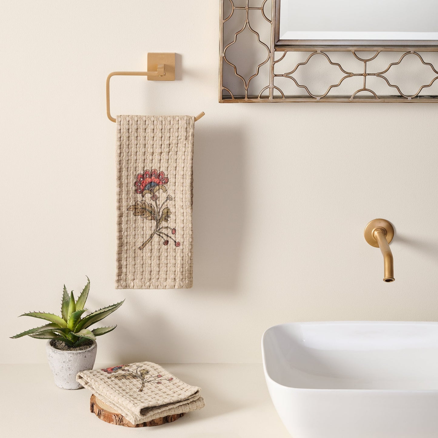 Cotton Bamboo Hand Towel Waffle Weave - Hypoallergenic, Eco-Friendly