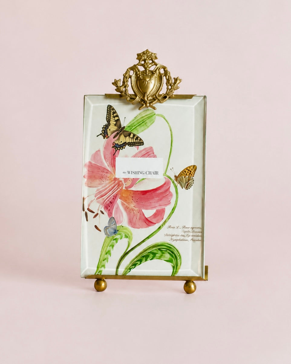 Photo Frame | Brass Glass Ornate Crest | 4 x 6 inch