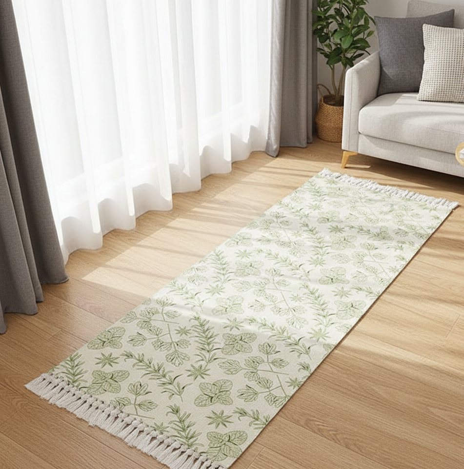 Cotton Rug Runner – Hand Woven, Washable – 2x5 ft Printed