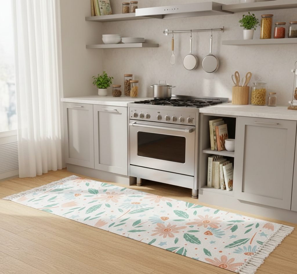 Printed Cotton Bedside Runner – Hand Woven, Washable – 2x5 ft