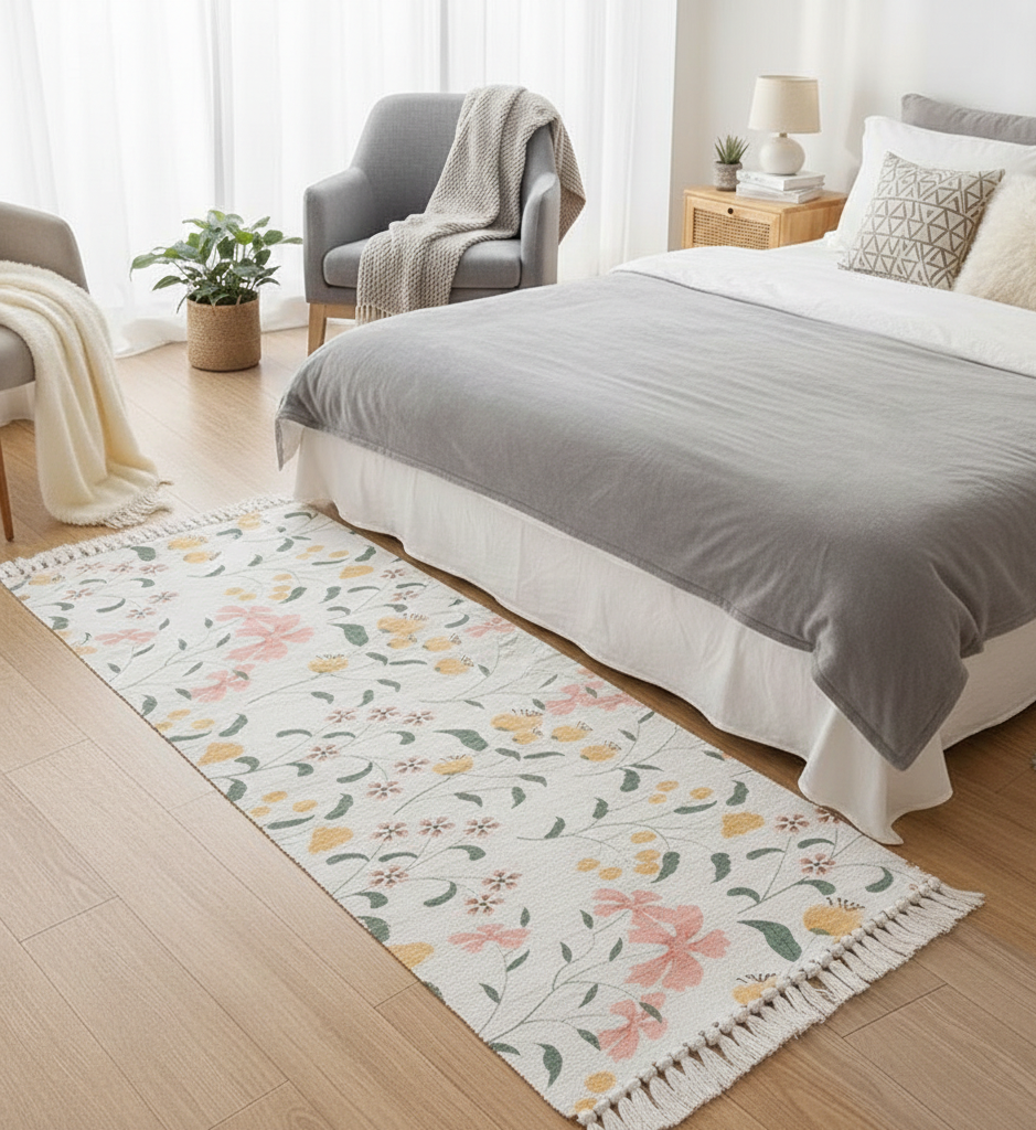 Cotton Floor Runner – Hand Woven Washable Printed – 2x5 Feet