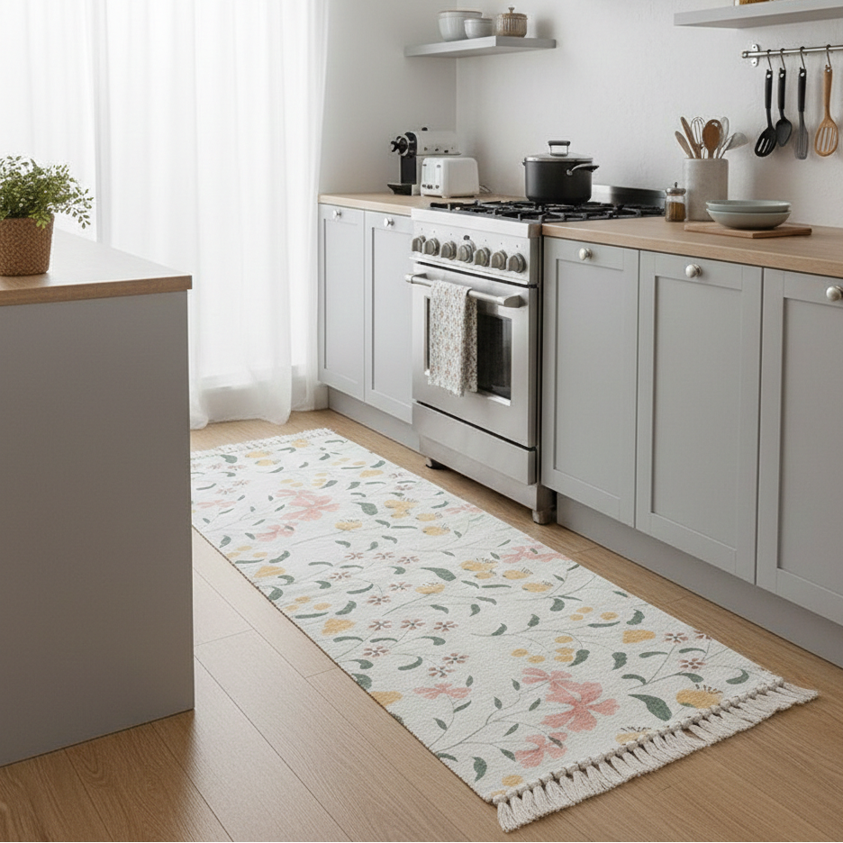 Cotton Floor Runner – Hand Woven Washable Printed – 2x5 Feet