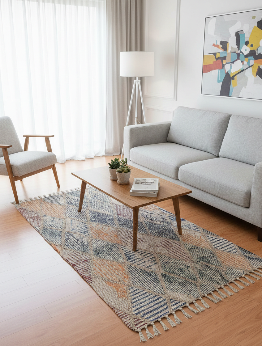Dhurrie Rug – Upcycled Fabric – Digitally Printed – 2x5 ft