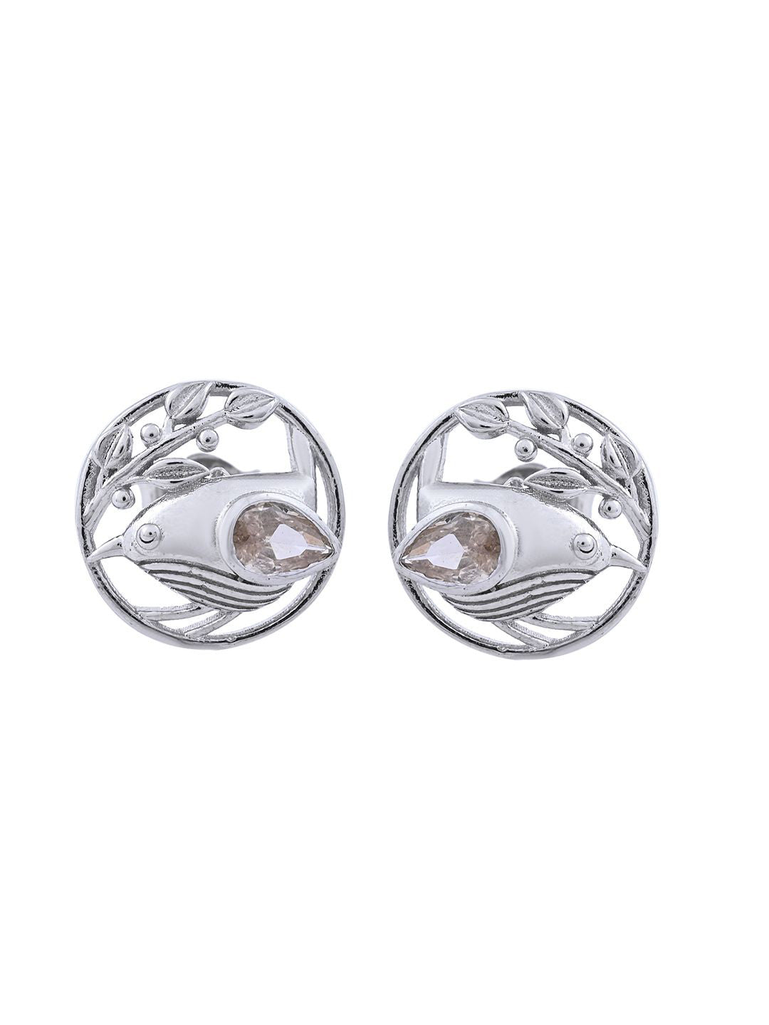 Golden Wing Bird Stud Earrings – Sterling Silver – Artificial Stones – 1cm Pair