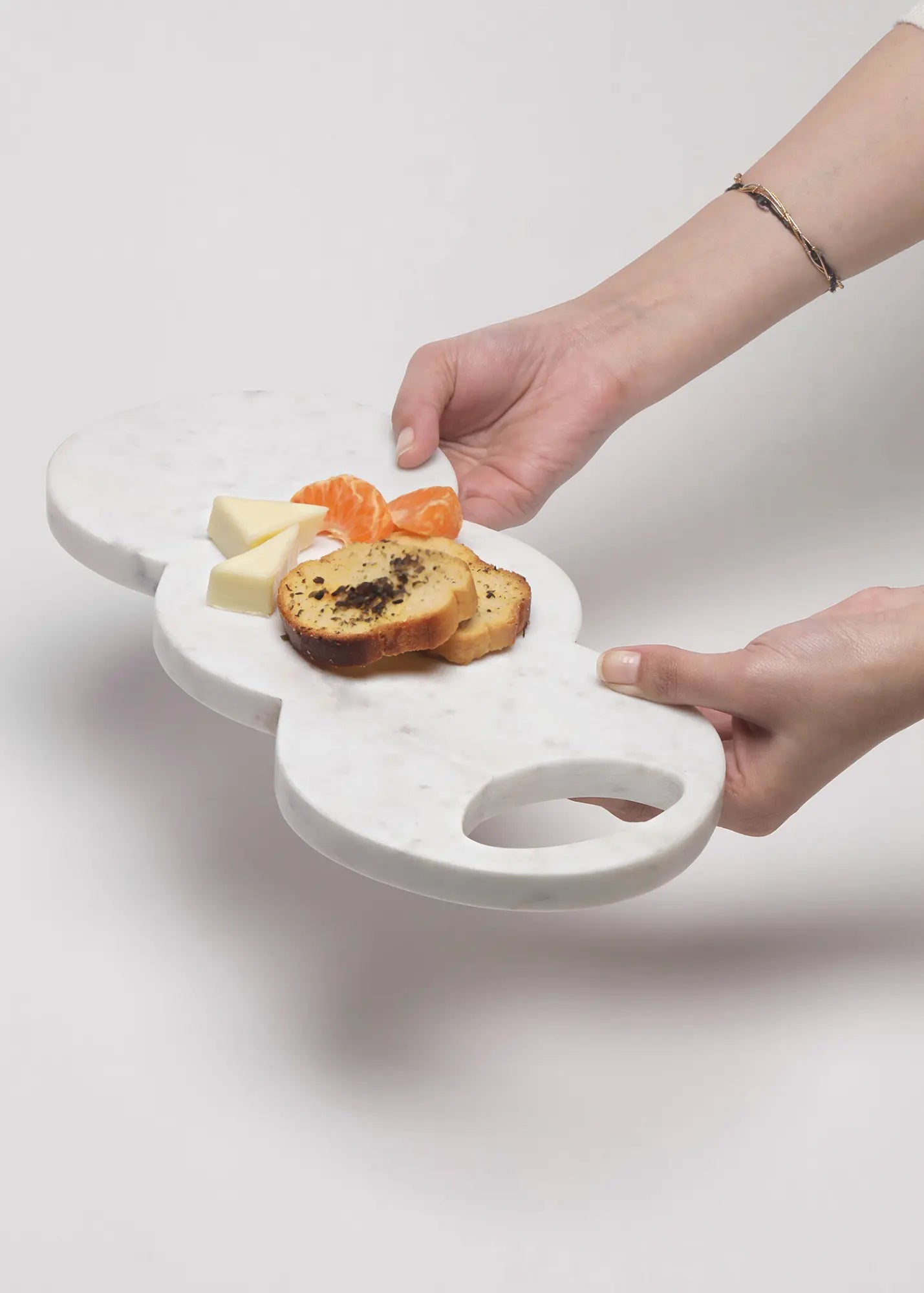 White Marble Serving Tray Cloud Design - Donut Shape