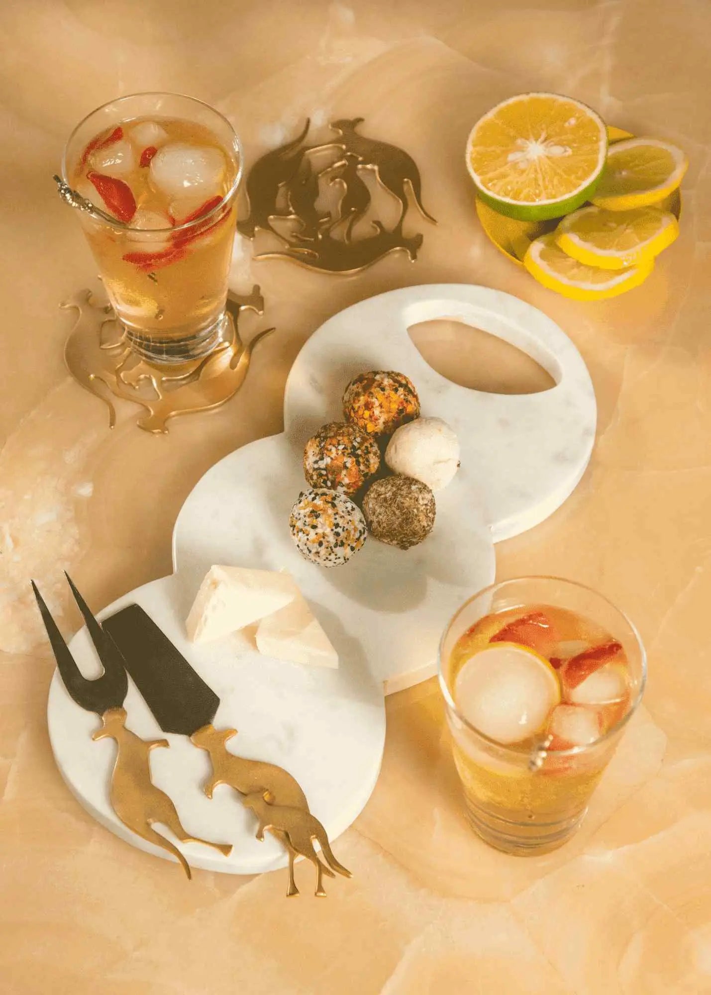 White Marble Serving Tray Cloud Design - Donut Shape