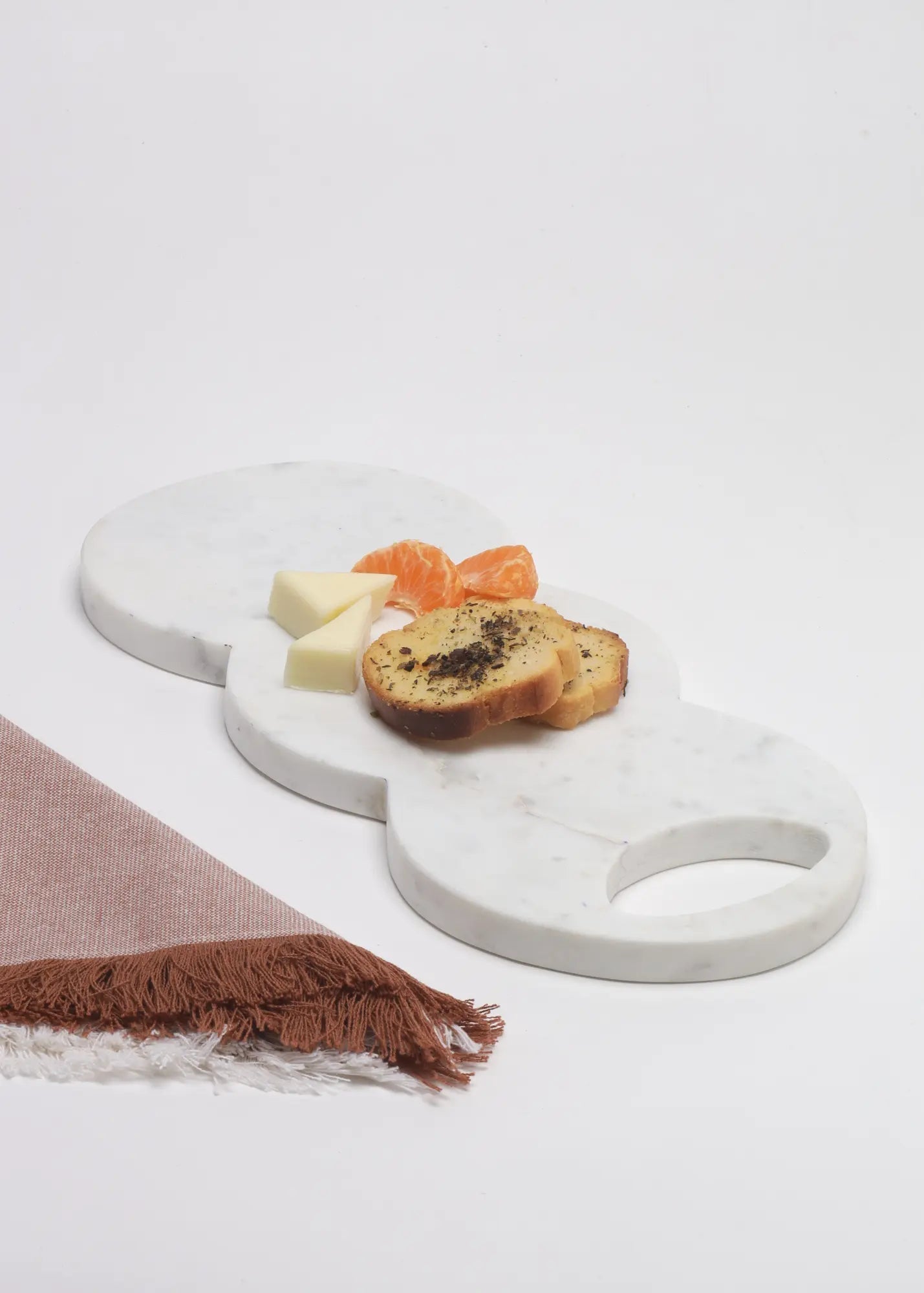 White Marble Serving Tray Cloud Design - Donut Shape